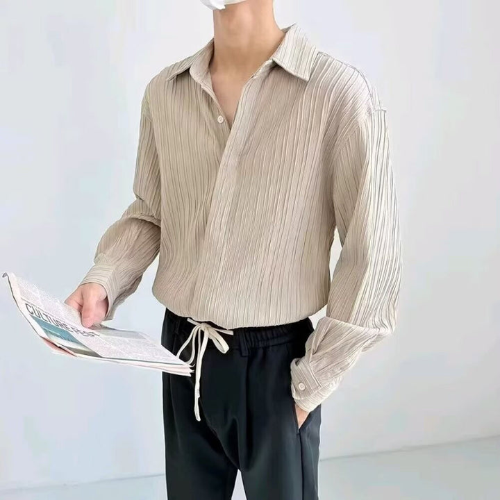 Herren lässiges Langarmhemd mit strukturiertem Design Drune