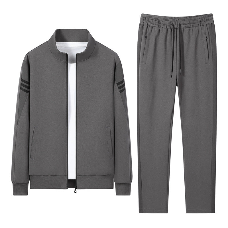 Herren lässiges Trainingsset mit Reißverschluss-Bomber, Rundhals-Sweatshirt und elastischer Jogginghose Drune