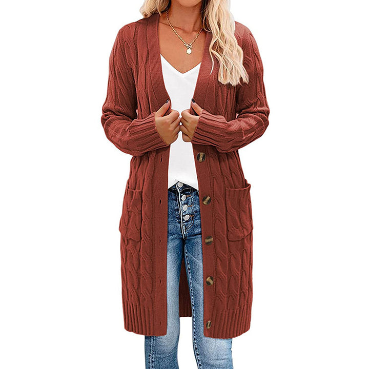 Damen Strickjacke mit asymmetrischem Zopfmuster und praktischen Taschen Drune
