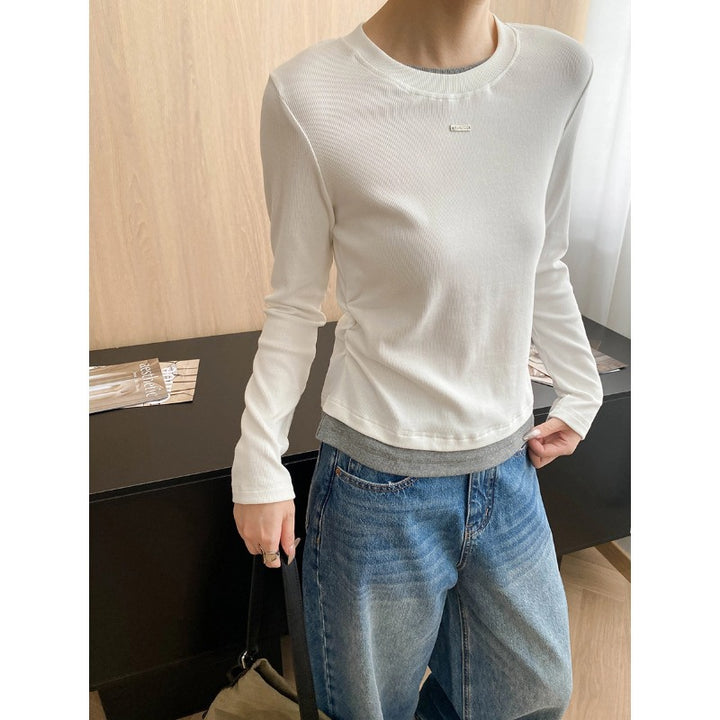 Damen Langarmshirt mit feiner Rippstruktur und breitem Bündchen Drune