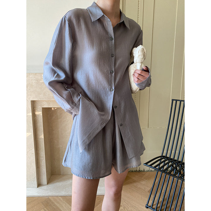 Damen lässiges Hemdblusenkleid mit praktischer Kordelzugtaillierung und eleganten Knopfdetails Drune