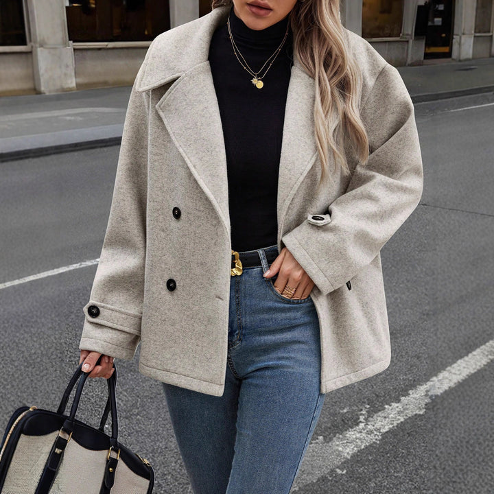 Damen Kurzer Wollmantel mit Oversized-Schnitt und Reverskragen Drune