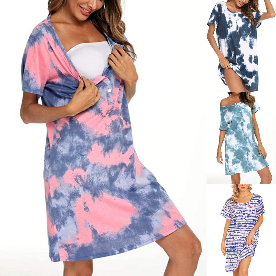 Damen Freizeit Tie-Dye Hemdkleid Drune
