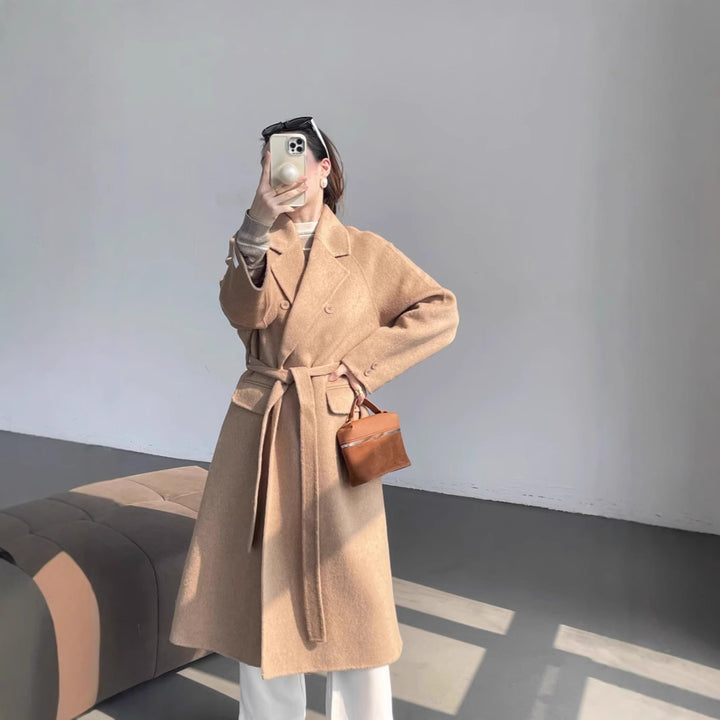 Damen Oversized Wollmix-Mantel mit doppelreihiger Knopfleiste und Taschenklappen Drune