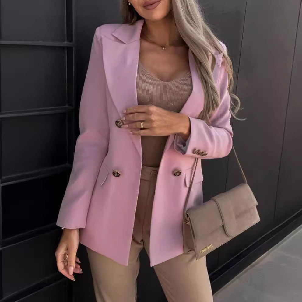 Damen Eleganter taillierter Blazer mit doppelter Knopfleiste und vielseitigem Schnitt Drune