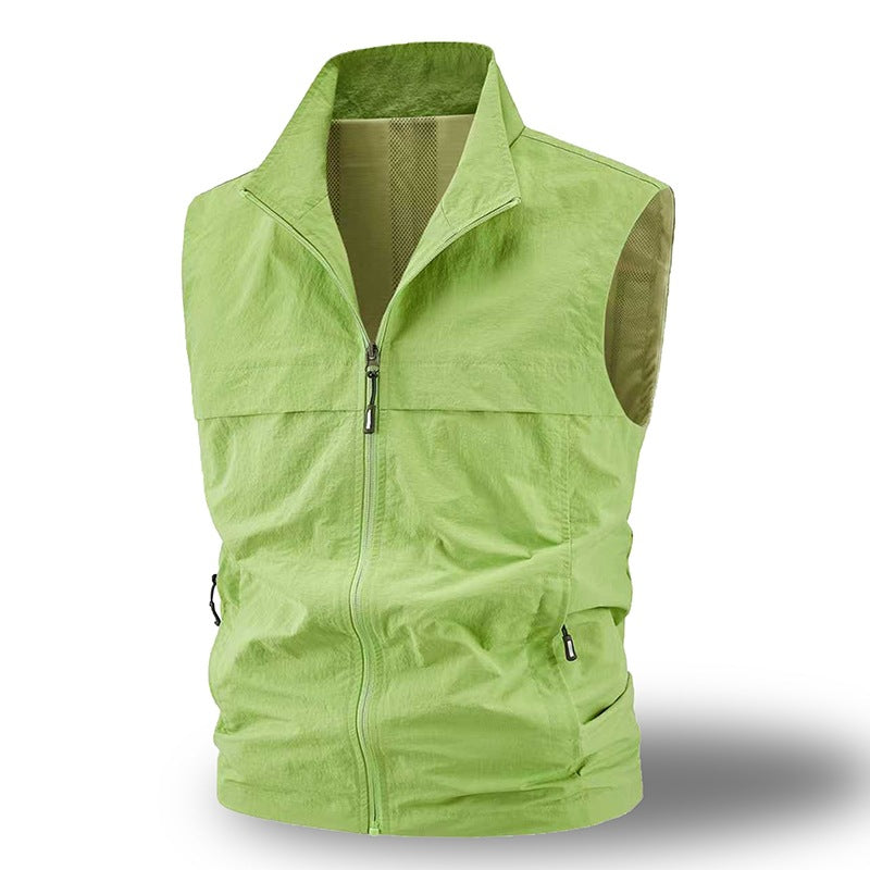 Herren Leichte atmungsaktive Outdoor-Weste mit Mesh-Futter, durchgehendem Reißverschluss & Reißverschlusstaschen Drune