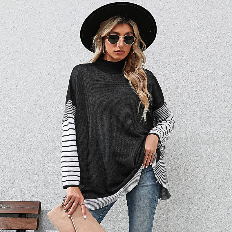 Damen Lässiger Pullover mit gestreiften Ärmeln Drune