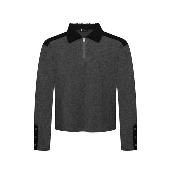 Damen Langarm-Poloshirt mit Halbzip, Kontrastschultern und Knopfmanschetten Drune