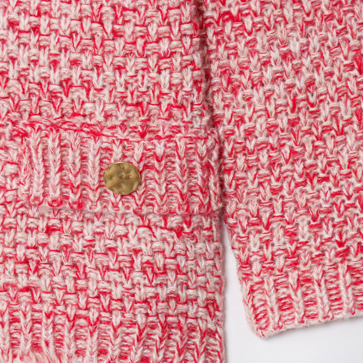 Damen kuschelige Strickjacke mit goldenen Knopfdetails Drune