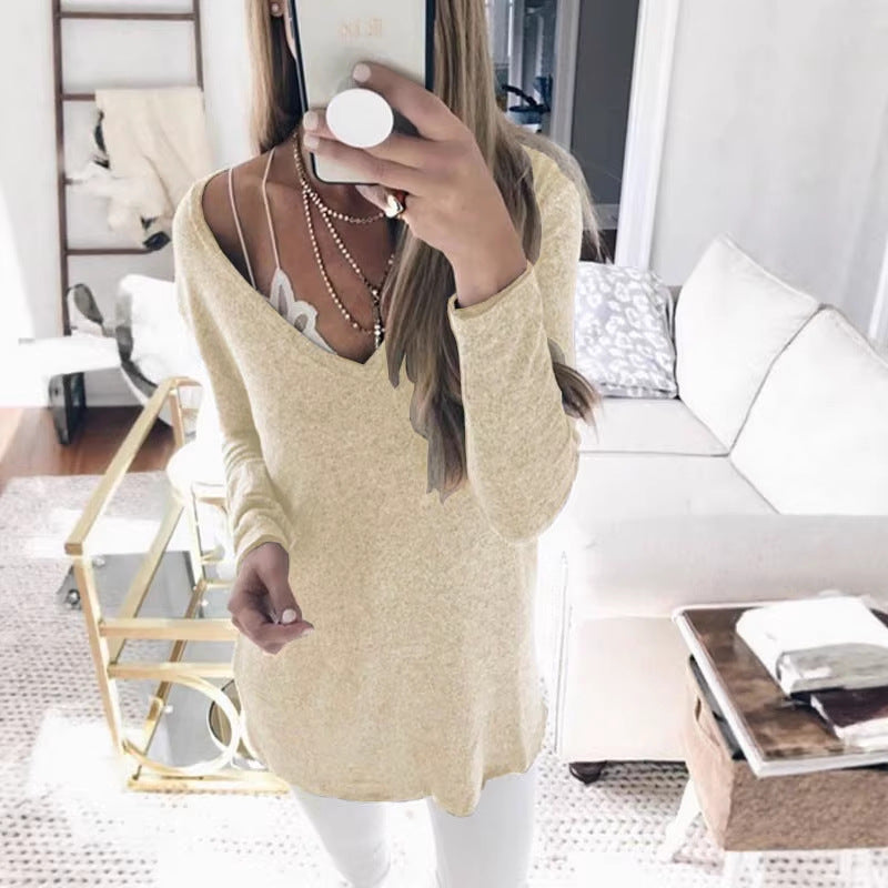 Damen feinstrick Tunika mit tiefem V-Ausschnitt und lässigem Oversized-Schnitt Drune