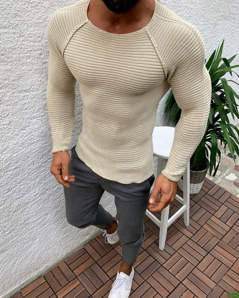 Herren eng anliegendes Strickoberteil mit atmungsaktiver Textur und modischem Design Drune