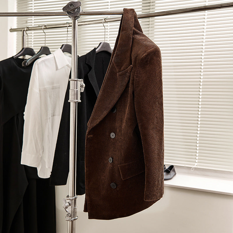 Damen eleganter Cordblazer mit doppelter Knopfreihe und klassischem Schnitt Drune