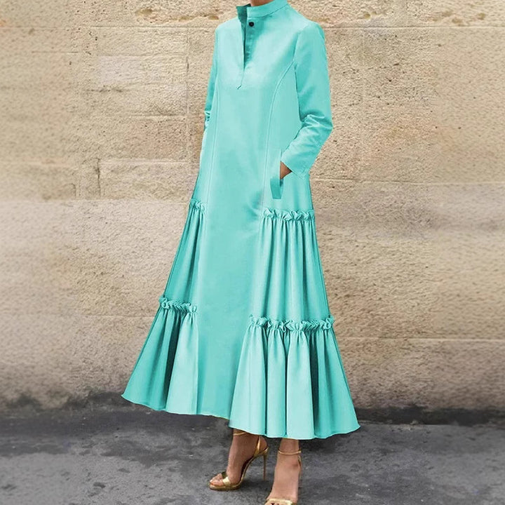 Damen Elegantes Maxikleid mit Rüschensaum Drune