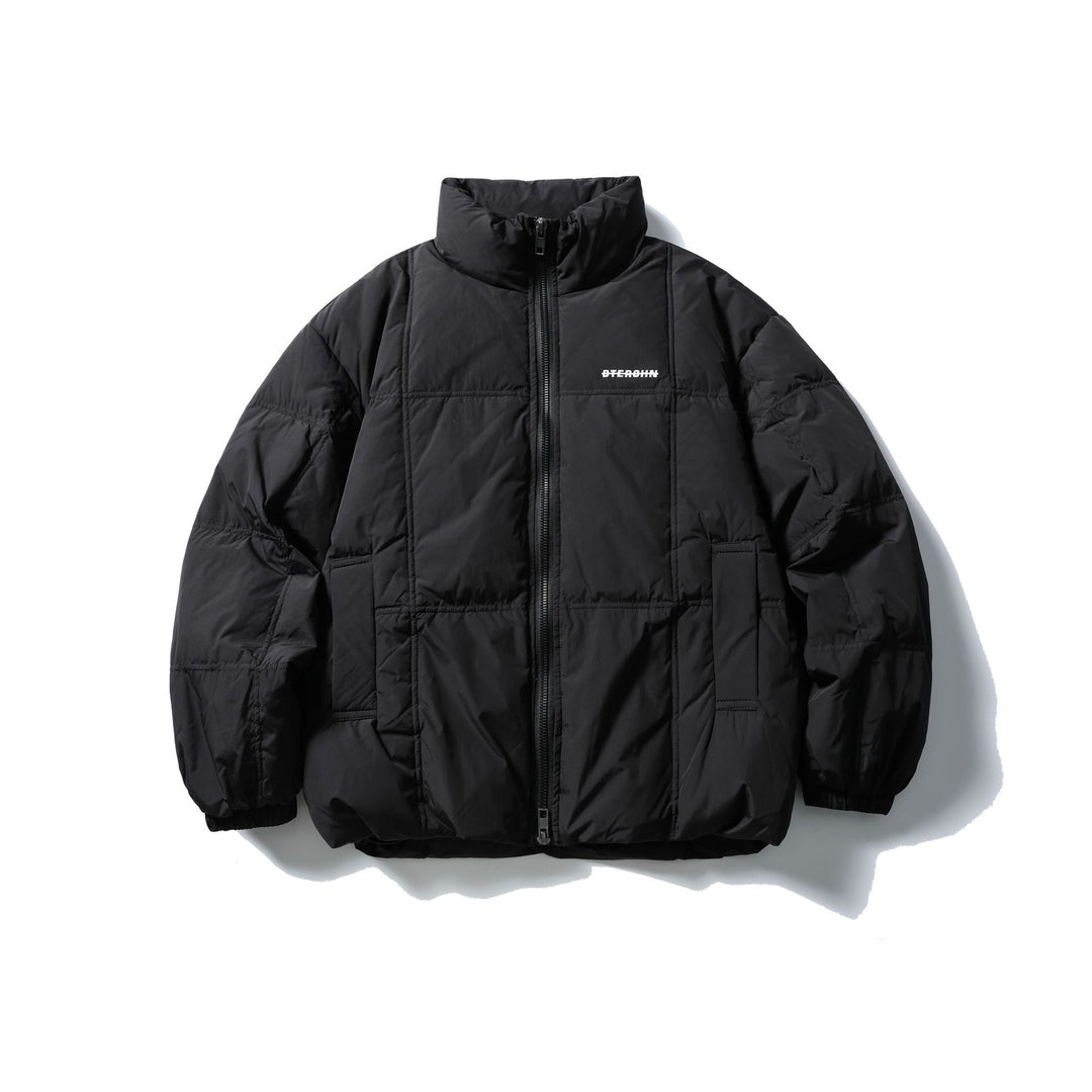 Herren Boxy-Steppjacke mit hohem Standkragen, Karo-Steppung und elastischem Saum Drune