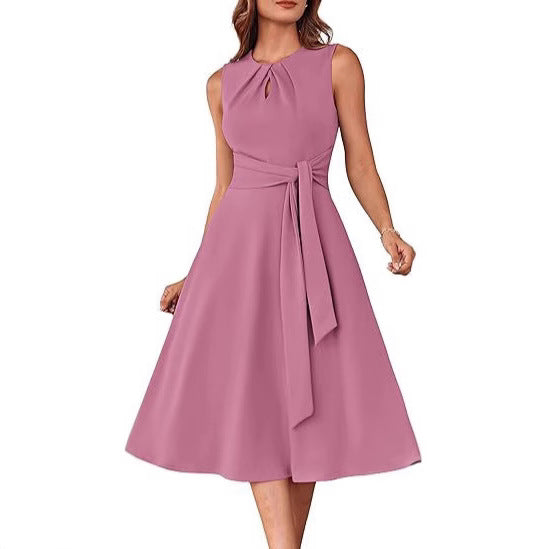 Damen Midi-Kleid mit schickem Bindegürtel und elegantem Schnitt Drune