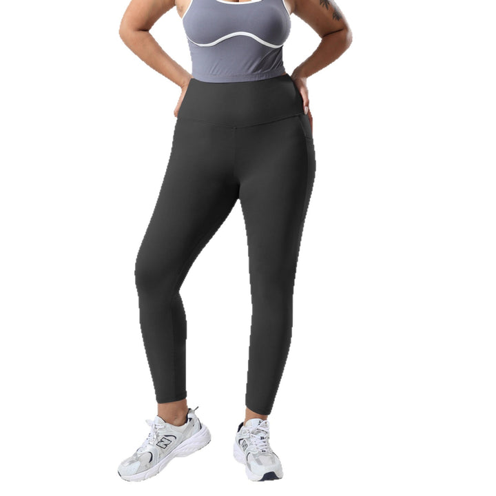 Damen High-Waist Sportleggings mit tiefer Seitentasche und stützendem Komfortbund Drune
