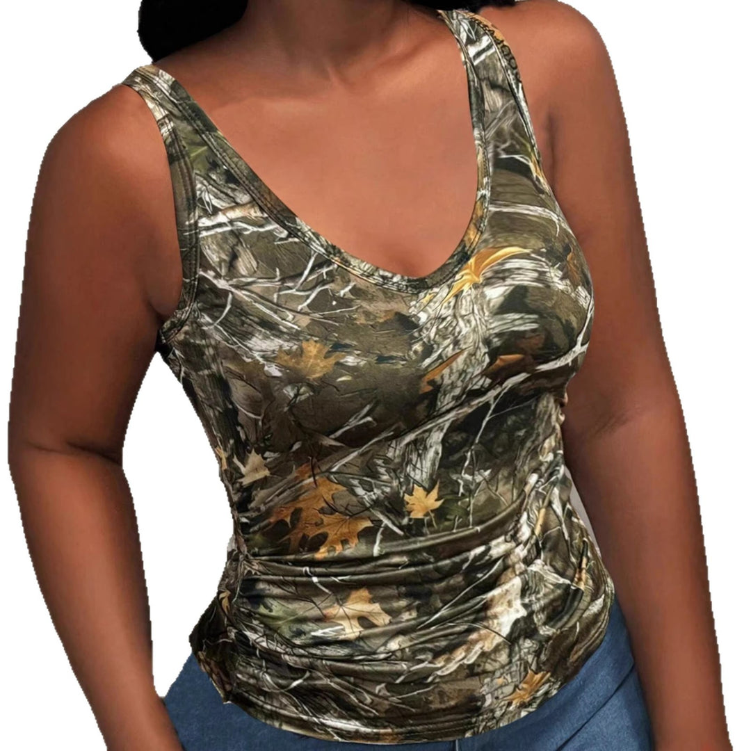Damen Funktionales Camouflage-Top mit V-Ausschnitt Drune