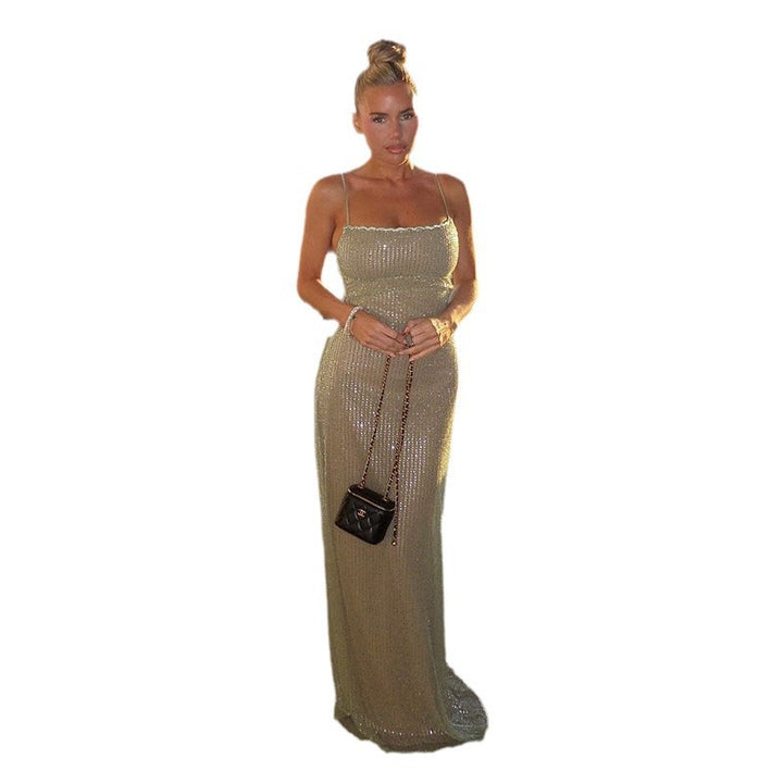Damen elegantes Abendkleid mit schimmernden Pailletten und figurbetonter Silhouette Drune