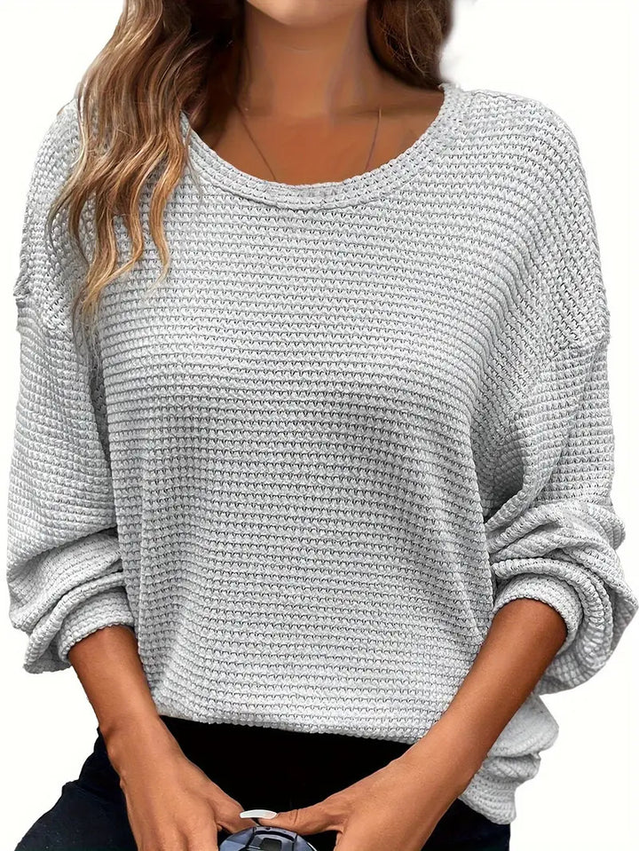 Damen lässiger Strickpullover mit weitem Schnitt und elastischen Bündchen Drune