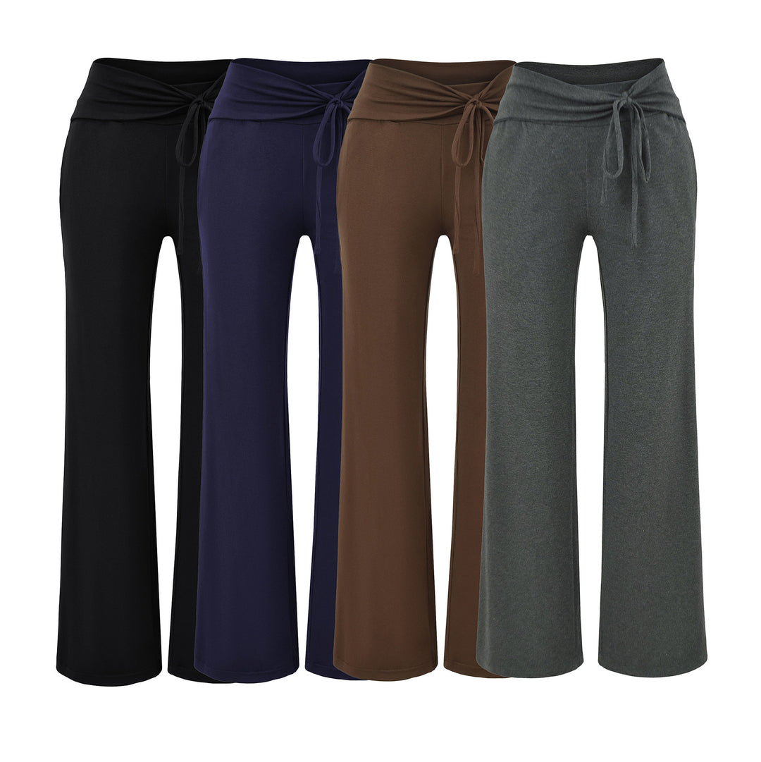 Damen Weite Jersey-Loungehose mit Umschlagbund und Tunnelzug Drune