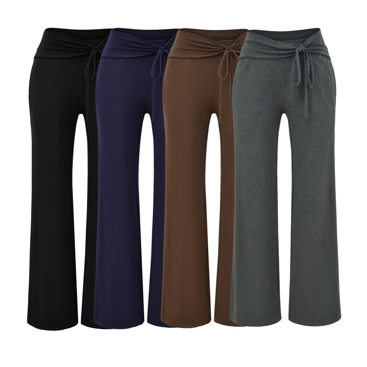 Damen Weite Jersey-Loungehose mit Umschlagbund und Tunnelzug Drune
