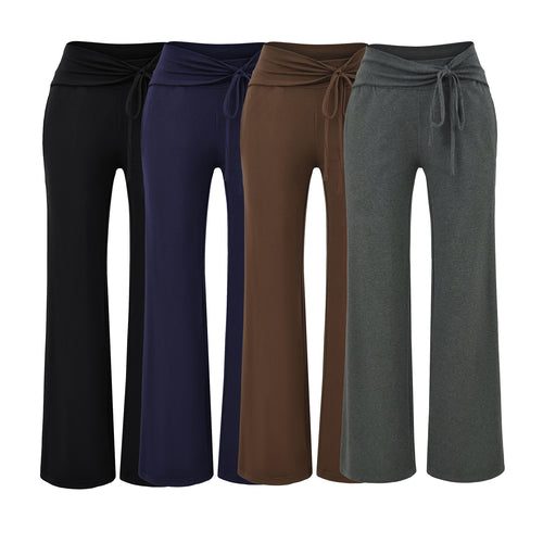 Damen Weite Jersey-Loungehose mit Umschlagbund und Tunnelzug Drune