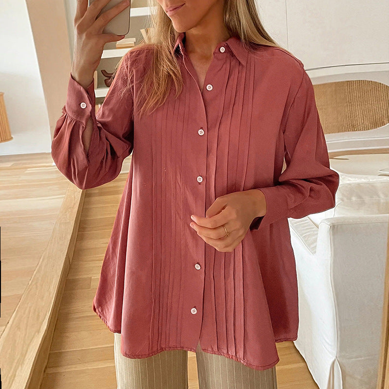 Damen Oversize-Hemd mit Biesen und Ballonärmeln Drune