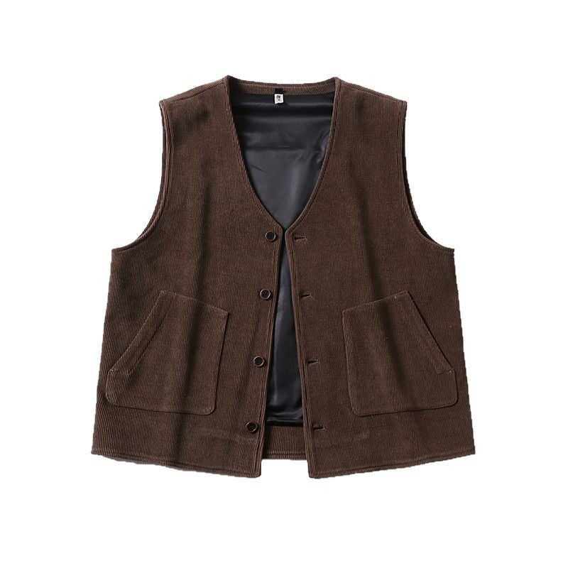 Herren Cordweste mit Satinfutter, V‑Ausschnitt und aufgesetzten Taschen Drune