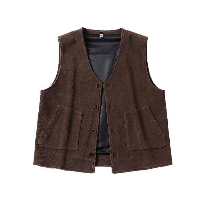 Herren Cordweste mit Satinfutter, V‑Ausschnitt und aufgesetzten Taschen Drune