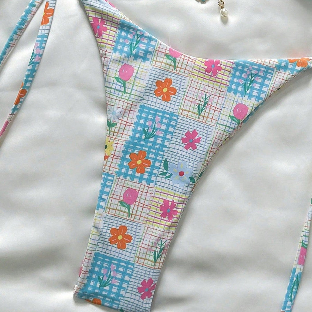 Damen Triangel-Bikini mit verspielten Blumendetails Drune