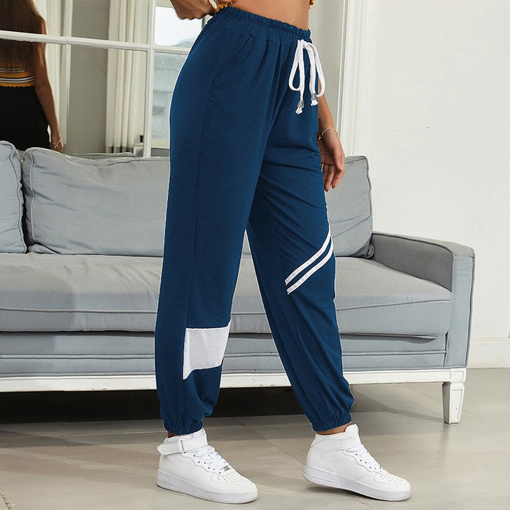 Damen Sportliche Jogginghose mit elastischem Bund und Kontraststreifen Drune