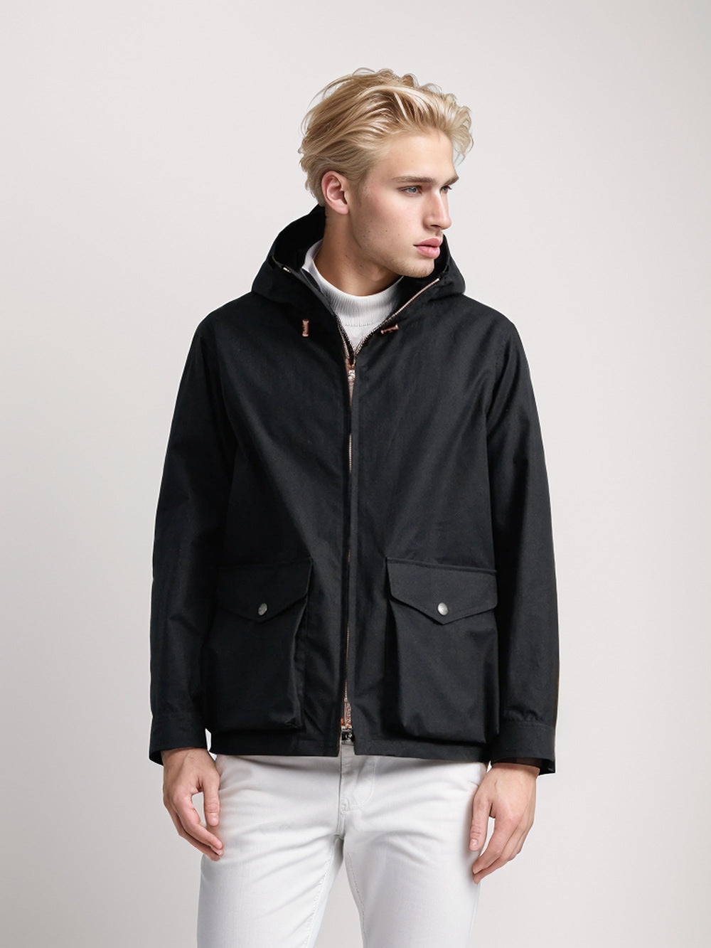 Herren strapazierfähige Multifunktionsjacke mit verstellbarem Kapuzenkragen und großzügigen Taschen Drune