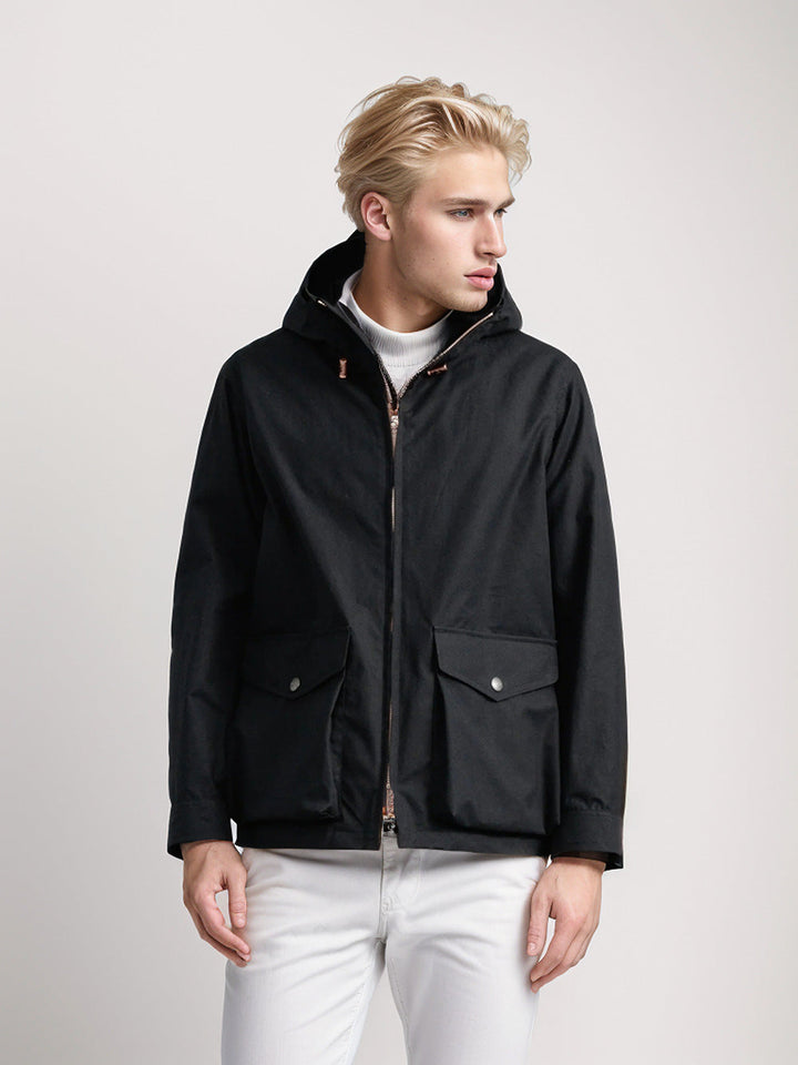Herren strapazierfähige Multifunktionsjacke mit verstellbarem Kapuzenkragen und großzügigen Taschen Drune