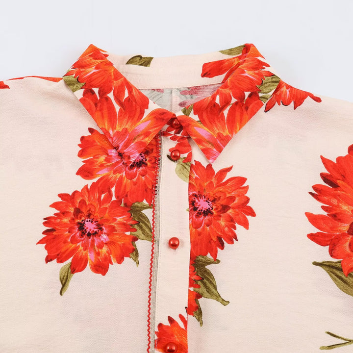 Damen Oversize Viskosebluse mit Blumenprint und Kimonoärmeln Drune