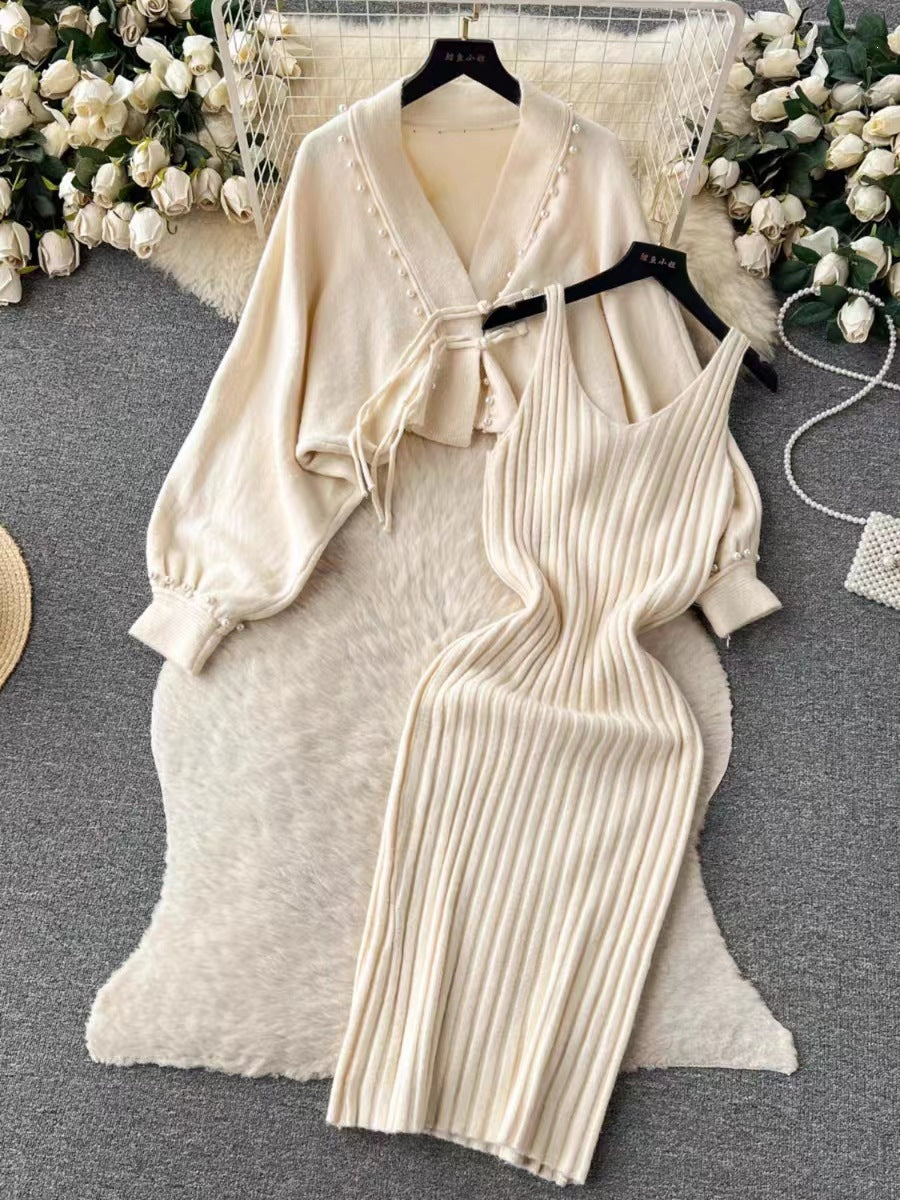 Damen Elegantes Strickset mit Rib-Design Drune