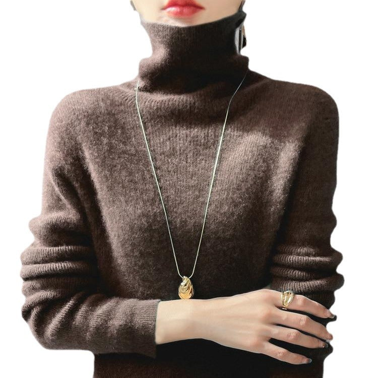 Damen Kurz geschnittener Rollkragenpullover aus weichem Kaschmir-Blend mit schmaler Silhouette Drune