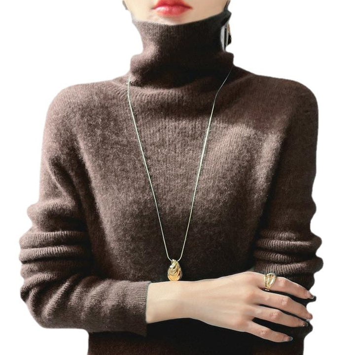Damen Kurz geschnittener Rollkragenpullover aus weichem Kaschmir-Blend mit schmaler Silhouette Drune
