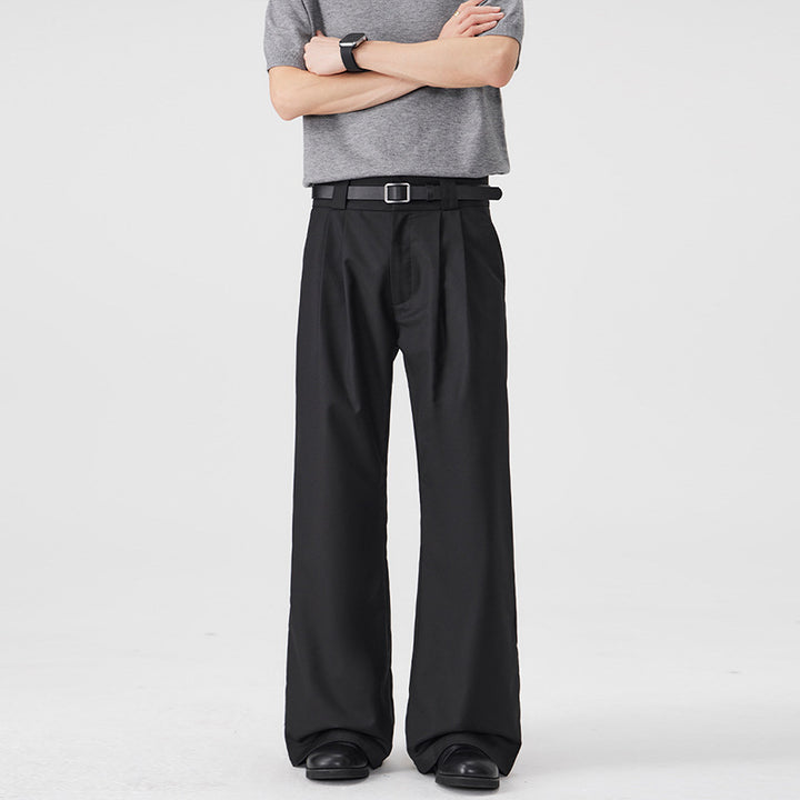 Herren Weite Bundfalten-Hose mit hoher Taille und Stretch-Baumwollmix Drune