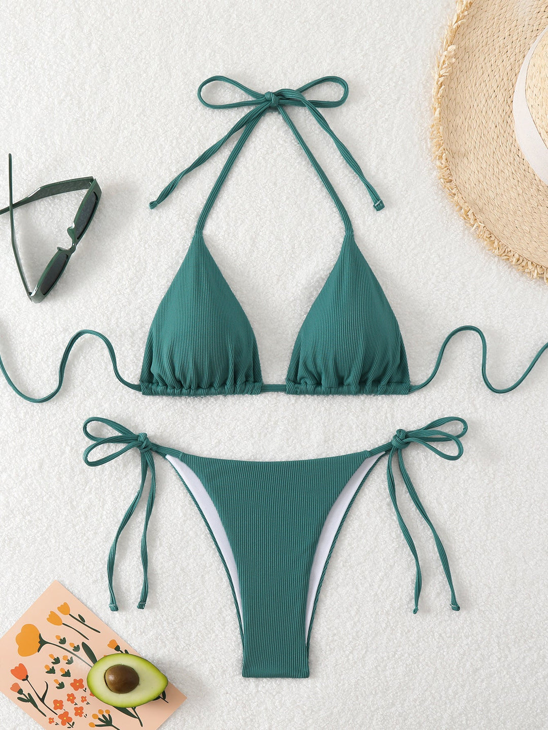 Damen Triangel-Bikini mit verstellbaren Riemen und raffinierten Details Drune