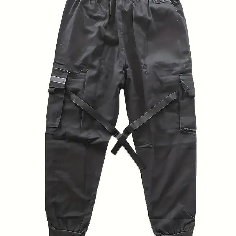 Herren Technische Cargo-Jogginghose mit Mehrfachtaschen, Gurtriemen & elastischem Bündchen Drune