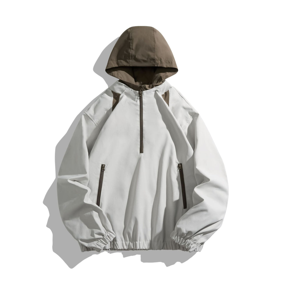 Unisex Leichter Anorak mit Kontrastkapuze und halbem Reißverschluss Drune