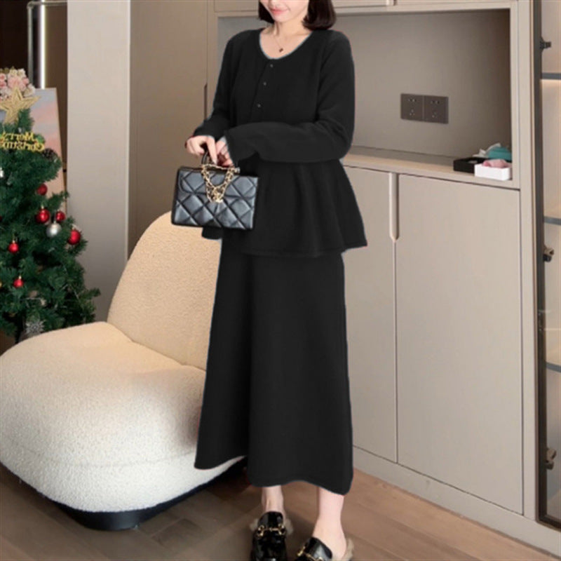 Damen schickes Zweiteiliges Strickensemble mit weich fließendem Design Drune