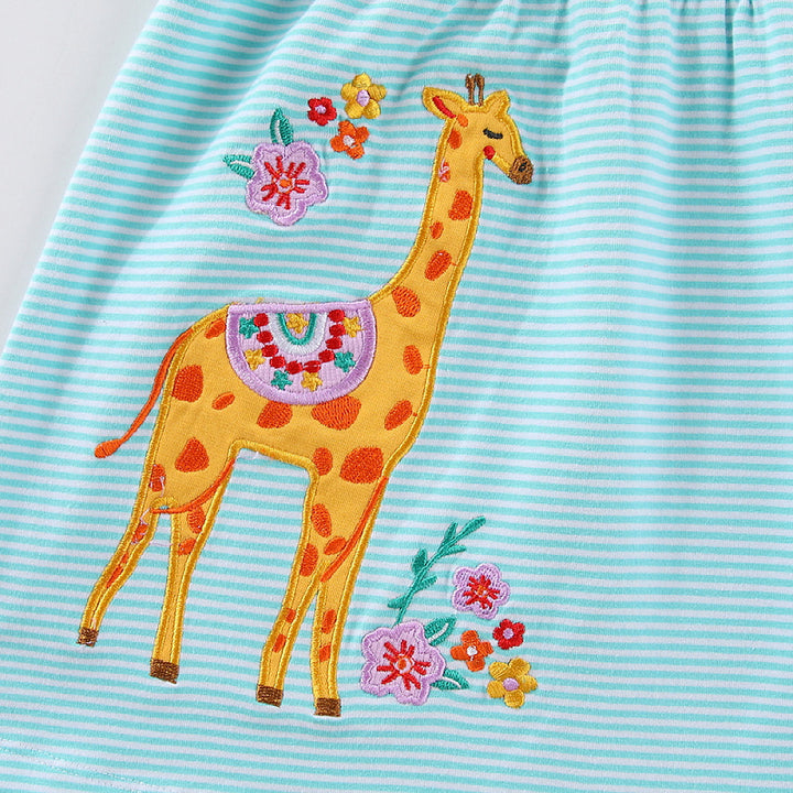 Mädchen Baumwollkleid mit fröhlichem Giraffenmotiv Drune