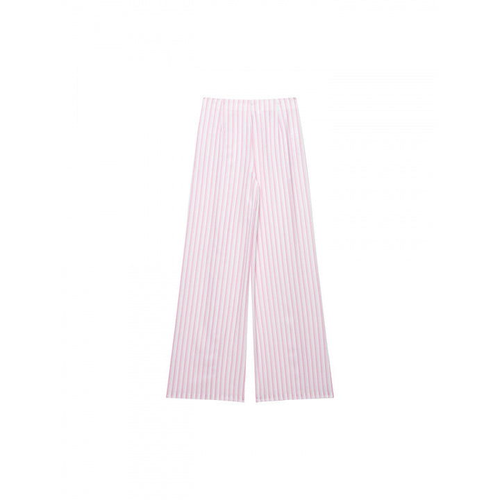 Damen Weite High‑Waist Palazzohose mit Tunnelzug und feinem Streifenmuster Drune