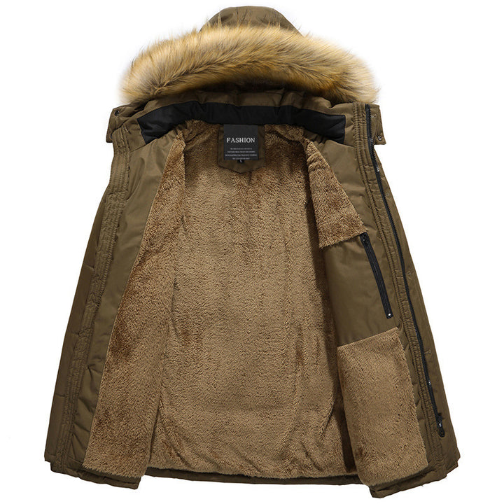 Herren Langparka mit abnehmbarer Kunstfellblende, doppelter Frontleiste und Teddyfleece-Innenfutter Drune