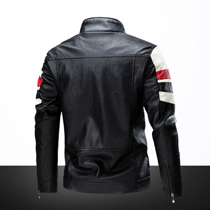Herren Modische Kunstlederjacke im sportlichen Design Drune