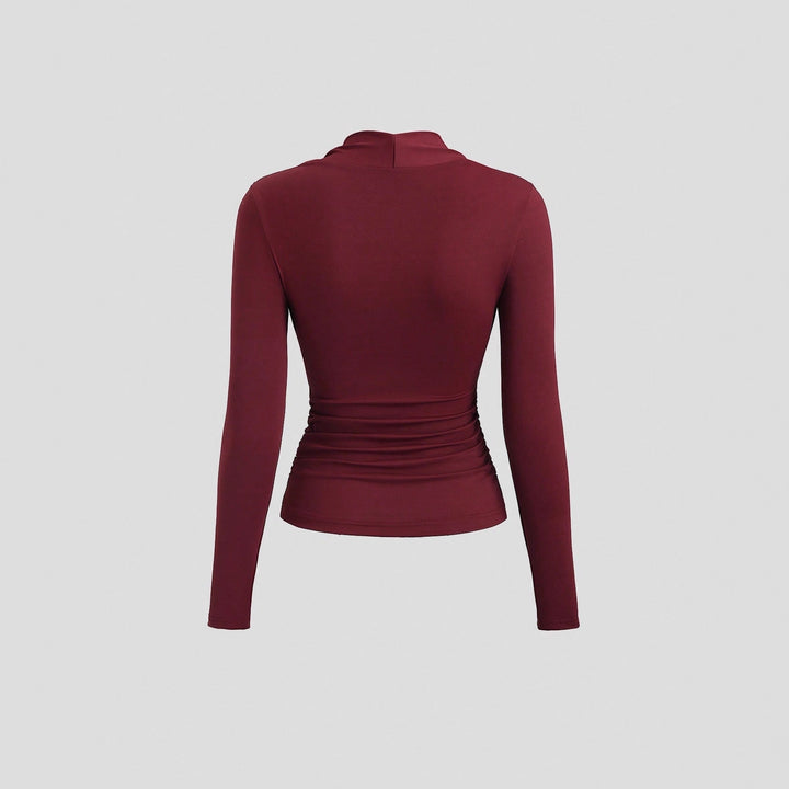 Damen nan figurbetontes Raffung-Top mit herzförmigem Dekolleté, Bustier-Optik und goldener Schmuckklemme Drune