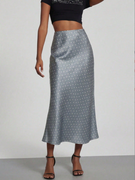 Damen-Satinrock mit hoher Taille und Midi-Länge