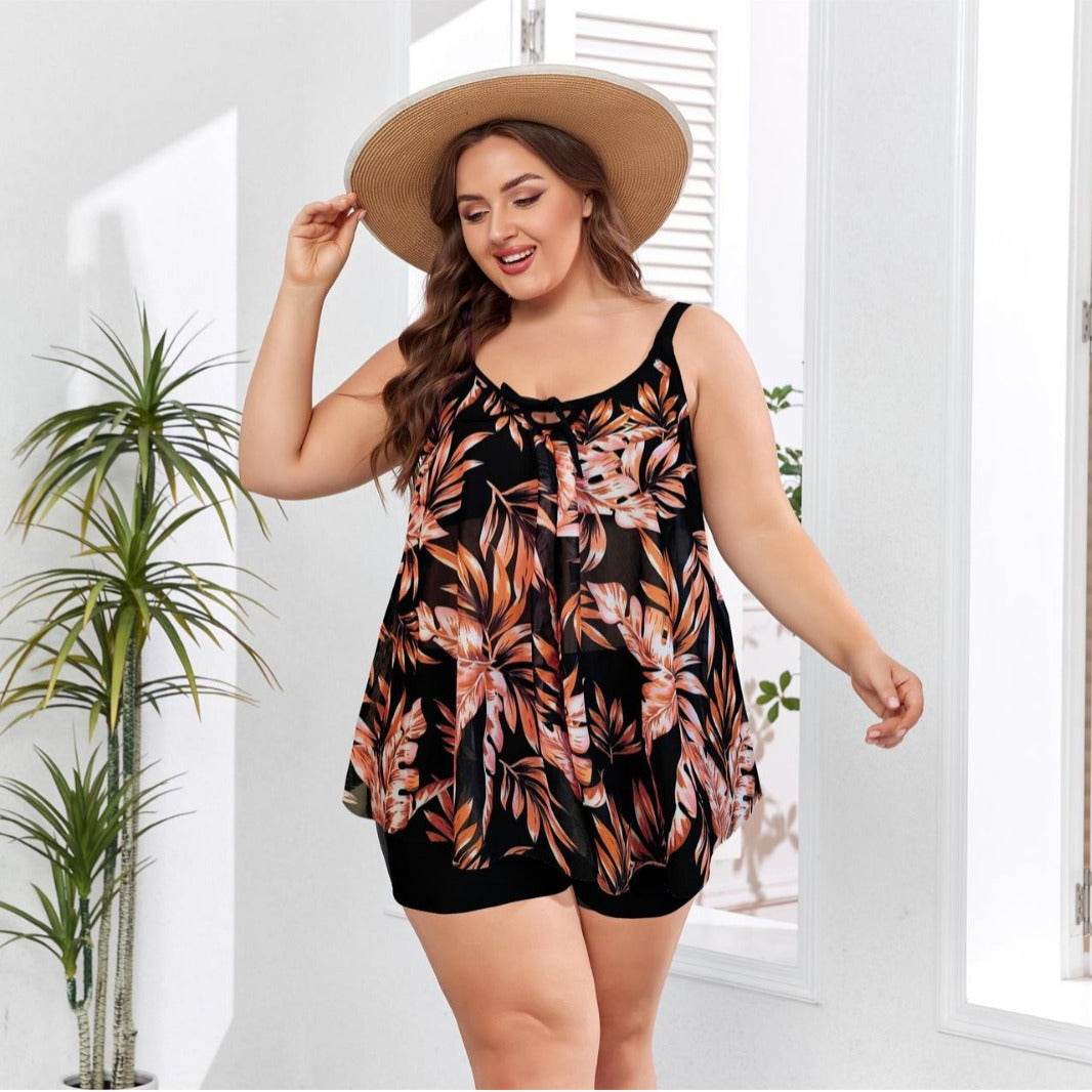Damen Tankini-Set mit floralem Oberteil und eleganten Shorts Drune