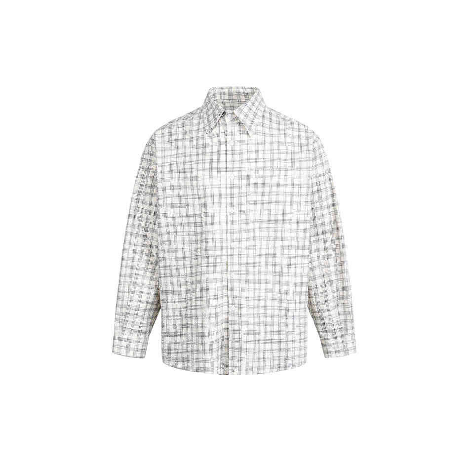 Damen Oversize-Hemd aus Leinen‑Baumwoll‑Mix mit feinem Karomuster Drune